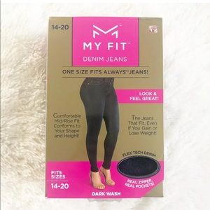 My Fit Denim Jeans Size 14-20 Dark Wash Mid Rise